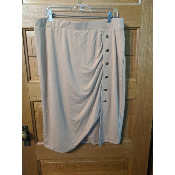 Serena Williams Tan Button Asymmetrical Skirt Size L Large Jersey Lined - Picture 1 of 6